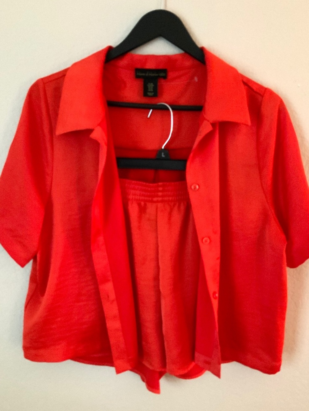 House of Harlow 1960 Vintage Style Pajama Set Satin Size Medium Orange